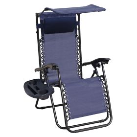 Lounge Chair Adjustable Recliner w/Pillow Outdoor Camp Chair for Poolside Backyard Beach, Support 300lbs