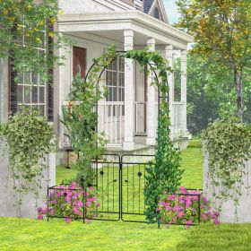 87 Inches Garden Arbor with Lockable Gate Side Planters