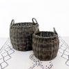 2-Pack Stackable Hand Woven Wicker Storage and Laundry Basket with Handles