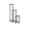 40, 29, 17 Inch 2 Tier Square Metal Plant Stand, Slatted, Set of 3, Black, Gold