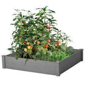 Raised Garden Bed 48x48x10'', Outdoor Wood Planter Box Over Floor, Tool-Free Assembly