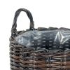 Set of 3 Multi-purposes Basket with handler - Hand Woven Wicker - Espresso