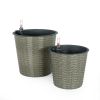 2-Pack Self-watering Wicker Decor Planter for Indoor and Outdoor - Round - Grey