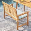 Waimea Honey Slatted Eucalyptus Wood Garden Bench with Cushion