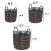 Set of 3 Multi-purposes Basket with handler - Hand Woven Wicker - Espresso