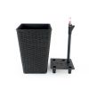 2-Pack Smart Self-watering Square Planter for Indoor and Outdoor - Hand Woven Wicker - Espresso