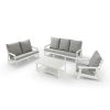 HIPS All-Weather Outdoor Single Sofa with Cushion, White/Grey