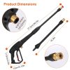 1/4in High Pressure Car Washer Sprayer 3000PSI Pressure Washer Gun Car Foam Sprayer with Jet Wand 5 Nozzle Tips M22-14 Connector