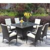 Patio 7-Piece Rectangular Dining Set with 6 Dining Chairs (Brown &Beige Cushion )