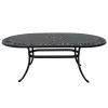 72 Inch Oval Cast Aluminum Patio Table with Umbrella Hole; Round Patio Bistro Table for Garden; Patio; Yard; Black with Antique Bronze at The Edge