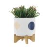 8" FUNKY PLANTER W/ STAND, WHITE