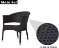 Outdoor Dining Wicker Chairs Patio Garden Furniture with Seat Cushions; Weave Rattan Armchair 1 PC (Black)