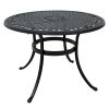 42 Inch Cast Aluminum Patio Table with Umbrella Hole; Round Patio Bistro Table for Garden; Patio; Yard; Black with Antique Bronze at The Edge