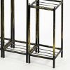 40, 29, 17 Inch 2 Tier Square Metal Plant Stand, Slatted, Set of 3, Black, Gold