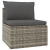 Patio Middle Sofas 8 pcs Gray 22.4"x22.4"x22" Poly Rattan