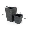 2-Pack Smart Self-watering Square Planter for Indoor and Outdoor - Hand Woven Wicker - Espresso