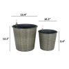 2-Pack Self-watering Wicker Decor Planter for Indoor and Outdoor - Round - Grey