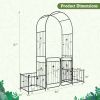 87 Inches Garden Arbor with Lockable Gate Side Planters