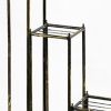 40, 29, 17 Inch 2 Tier Square Metal Plant Stand, Slatted, Set of 3, Black, Gold