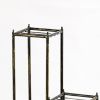 40, 29, 17 Inch 2 Tier Square Metal Plant Stand, Slatted, Set of 3, Black, Gold