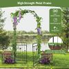 87 Inches Garden Arbor with Lockable Gate Side Planters