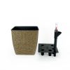 2-Pack Self-watering Planter - Hand Woven Wicker - Thin Square - Natural