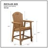 HIPS Bar Chair with Armrest,Patio Bar Chair Set of 2 Adirondack Chairs Set of 2 for Outdoor Deck Lawn Pool Backyard TEAK