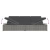 Convertible Sun Bed with Cushions Poly Rattan Dark Gray