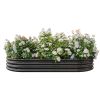 Raised Garden Bed Outdoor, Oval Large Metal Raised Planter Bed for for Plants, Vegetables, and Flowers - Black