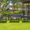 4 Pieces Outdoor Furniture Set for Backyard and Poolside