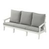 HIPS 3 Seater Sofa with Cushion, Wood Grain Outdoor Garden Sofa,White/Grey