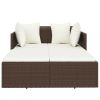 Sunbed with Cushions Brown 71.7"x46.5"x24.8" Poly Rattan