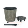 2-Pack Self-watering Wicker Decor Planter for Indoor and Outdoor - Round - Grey