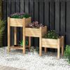 3-Tier Wooden Raised Garden Bed with Open Storage Shelf