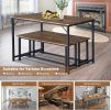 3 Piece Kitchen Table Set with 2 Benches; Wood Dining Table Set for 4-Person Space-Saving Dinette for Kitchen; Rustic Brown