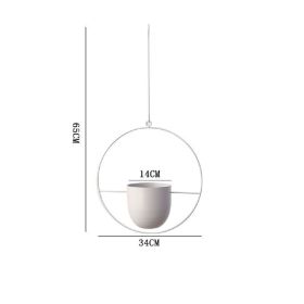 Modern Planter Flower Pot Plant Holder Metal Hanging Planter (Color: White-round)