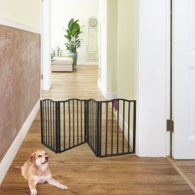 Pet Gate – Dog Gate for Doorways;  Stairs or House – Freestanding;  Folding ;  Dark brown; Arc Wooden (Color: Dark brown)