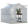 6 x 8 FT Polycarbonate Greenhouse with Roof Vent for Outdoors Gardening Canopy Plants Shed, Silver/Green