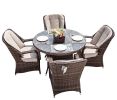 Direct Wicker 5-Piece Aluminum Wicker Round Outdoor Dining Set with Cushions