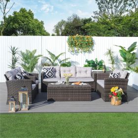 Direct Wicker Outdoor Patio Conversation Set with Storage Box with Cushion (Color: Dark brown)