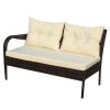 Outdoor patio Furniture sets 3 piece Conversation set wicker Ratten Sectional Sofa With Seat Cushions(Beige Cushion)