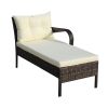 Outdoor patio Furniture sets 3 piece Conversation set wicker Ratten Sectional Sofa With Seat Cushions(Beige Cushion)