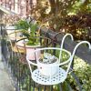 Hanging Railing Planters Flower Pot Holders Metal Planter Racks Fence Potted Stand Mounted Round Plant Baskets Container for Indoor Outdoor Use