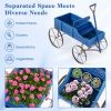 Wooden Wagon Plant Bed with Metal Wheels for Garden Yard Patio