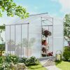 6 x 8 FT Polycarbonate Greenhouse with Roof Vent for Outdoors Gardening Canopy Plants Shed, Silver/Green