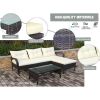 Outdoor patio Furniture sets 3 piece Conversation set wicker Ratten Sectional Sofa With Seat Cushions(Beige Cushion)