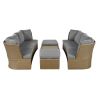 Customizable Outdoor Patio Furniture Set, Wicker Furniture Sofa Set with Thick Cushions, Suitable for Backyard, Porch.