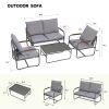 4-Piece Outdoor Patio Furniture Sets, Patio Conversation Set with Removable Seating Cushion, Courtyard Patio Set for Home, Yard, Poolside