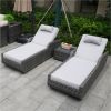 Direct Wicker Outdoor Patio Adjustable Backrest Rattan Chaise Lounge Set with Cushions