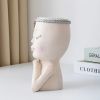 1pc Figure Flower Pot; Women Face Statue Vase Planter Ornaments; For Indoor Outdoor Home Decor Garden Patio (4.7*7.3*3.4in)